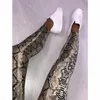 Black PU Leather Leggings Casual Leopard Snake Print Leggings Pants Women High Waist Stretch Slim Pencil Pants