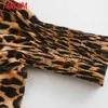 Dames Leopard Print Crop Puff Sleeve Chic Vrouw Sexy Slanke Shirt Tops 5Z224 210416