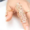 Alianças de casamento Double Finger Double Ring Thumb Link Joint Cristal Rhinestone