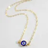 Simple Evil Eye Thin Pendant Women Jewelry Necklace Turkish Lucky Fashion Gold Color Choker Chain Female Daily Christmas Gifts G1206