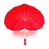 Parapluie en forme de coeur rouge Parasol romantique Parapluie à long manche pour accessoires de photo de mariage Parapluie cadeau de la Saint-Valentin RRA10816