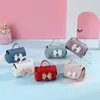 Blue Leather Portable Bag Bowknot Candy Bag Gift Box Coin Purse Jewelry Packaging Christmas Pouch Gift Bag Home Decor