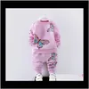 Peuter Baby Kleding Baby Shirt Topspants Butterfly Tracksuit Set Rujxc Sets MQTTE