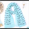 Wraps hattar, halsdukar Handskar Mode Aessories Drop Leverans 2021 Halloween Bat Print Paris Garn Ladies Style Scarf LY060 NTWMQ