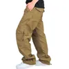 Men's Cargo Pants Casual Large Baggy Zipper Pockets Tactical Military Style Pants Spring Male Cotton Fashion Army Loose Trousers 210518