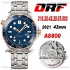 ORF 300M A8800 Automatic Mens Watch Two Tone Rose Gold Ceramics Bezel Blue Wave Textured Dial Stainless Steel Armband 2210.20.42.20.03.002 Super Edition Puretime 02C3