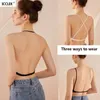 Sexy Bra No Steel Ring Open Back U-Shape Underwear Women Adjustable Gathered Summer Shoulder Invisible Triangle Cup Bras