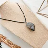 Chains Natural Stone Necklace Pendant For Women Men Stainless Steel Silver Color Leather Rope Unisex Handmade Jewelry 2021