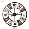 Iron American Retro Living Room Large Size Round 60cm Metal Clock Creative Decoration Wall Watch 210414