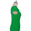Nice-forever Summer Women Green Color Vintage Sun Dresses Business Party Bodycon Mermaid Fitted Dress bty455 210419