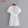 Tangada sommar kvinnor vit tunika klänning puff kortärmad damer mini klänning vestidos 3h506 210609