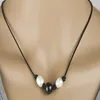 Collana girocollo con perle singole di perle d'acqua dolce coltivate per donna, gioielli in vera pelle fatti a mano, nero, 14 pollici