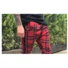 Men Tech Fleece Pants Trousers Pants Fitness Workout Joggers Plaid Sweatpants Red Slim Fit Long With Pockets Storlek M-3XL