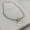 Pendentif colliers perles femme coeur collier femmes chaîne amoureux bijoux mariage couleur argent à la mode Kpop fête métal Halskette