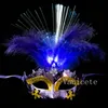 LED Halloween Party Flash Glowing Feather Mask Mardi Gras Masquerade Cosplay Maschere veneziane Costumi di Halloween T9I0018115216006