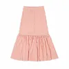 [DEAT] Summer Fashion Sleeveless V-neck Stripe Tops Knee-length A-line Skirts Women Two-piece Suit 13Q584 210527