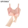 Women Sexy Fashion With Organza Bow Tied Cropped Knit Tank Tops Backless Wide Straps Female Camis Mujer 210420