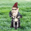 Garden Gnome Ornament Funny Sculpture Decor Old Man with a Motorcycle Statues for Indoor Outdoor Home or Office Creative Gift 210804
