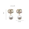 4 Style 18K Gold Plated Luxury Brand Designers Letters Stud Geometric Famous Women Long Eardrop Crystal Rhinestone Pearl Earring Bride Wedding Party Jewerlry