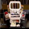 Opbergdozen Bins Cosmetic Box met spiegel LED-licht Desktop Make-up sieraden Organisator Case Dustbestendige lade voor cosmetica