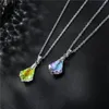 Roestvrijstalen minimalistische sieraden 2 kleuren Crystal hanger ketting K9 paarse choker vrouwelijke gift kettingen