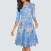 Kadınlar Vintage Rahat Yuvarlak Boyun Bir Çizgi Yaz Zarif Çiçek Dantel Patchwork Kolsuz Tunik Parti Salıncak Elbise HA079 210719