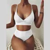 Sexy Bikini Bademode Frauen Spezielle Stoff Badeanzug Biquini Zwei Stücke Beachwear Push Up Hohe Taille 210611