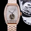 TWF V2 Cintree Curvex Automático Tourbillon Relógio Masculino Pavimentado Baguette Cut Diamonds Dial Pulseira de Aço Inoxidável Super Edition Cris2184