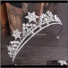 Klipsy Barrettes biżuteria barokowa księżniczka korona rhinestone tiara ślub ślubna gwiazda nakrywa ręcznie robione kryształowe włosy ACCE4615430