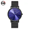 Homens Malha de Aço Inoxidável Japão Movimento de Quartzo Impermeável Dial Azul Relógio de Pulso Moda Simples Elegante Top Luxury Brand Relógios 210527