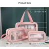 3 sets Large Capacity Make Up Makeup Organizer Bag Travel Cosmetic PVC Transparent Toiletry Bags Pool Beach Storage Beauty Case & Cases