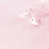 Romantic Lovely Pink Enamel Birds Silver Stud Earrings Tiny Fashion 925 Sterling Animal Earring For Women Jewelry 210707