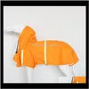 Suprimentos de vestuário Casa entrega de gota de jardim 2021 Roupa de chuva Roupas Pet Grande cão filhote de cachorro casual impermeável casaco trajes amarelo plus tamanho xxl