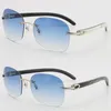 Echte natürliche schwarze Mischung weiße Blumen marmorierte Büffelhorn-Sonnenbrille Original randloses Fahren Großhandel mit quadratischen Brillen UV400-Objektiv für Männer und Frauen