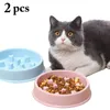 Cat Bowls Alimentatori 2 Pz / Set PET Creativo Plastica Animali domestici Gattini Alimentazione lenta Food Bowl Cats Bere piatto alimentatori Forniture Accessori