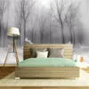 Papier peint mural papier peint nordique forêt wapiti abstrait bois noir et blanc paysage décor à la maison salon revêtement mural fonds d'écran