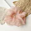 Japanska överdimensionerade premium glänsande organza hår scrunchies uttalande solid transparent hårband kvinnor mode hår rep huvudbonad