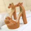 2020 Women Classic 13cm Block High Heels Fetish Suede Platform Sandals Female Chunky Summer Shoes Lady Nude Sexy khaki Red Pumps X0526