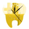 Effet miroir Dent Dentisterie Horloge murale Laser Cut Décoratif Clinique Dentaire Bureau Décoration Dents Soins Chirurgien Dentaire Cadeau 210401