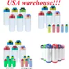 Local Warehousesublimation 12oz kids water bottle straight sippy cup flip cup lid tumbler UV glow in the dark tumblers USA stock1936