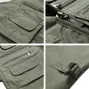 夏のクイックドライ薄いベスト男性多くのポケットが付いているカジュアルな古典的なマルチポケットミリタリーグリーンPographerバギー作業ウエストコート210923