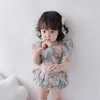 Bébés filles barboteuses florales été enfants Boutique vêtements né Vintage dentelle hortensia combinaison infantile barboteuse royale 210615