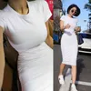 Maxi vestito un pezzo coreano da donna manica lunga estate casual in cotone casual abiti da festa per ufficio per le donne abbigliamento in porcellana 210331