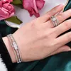 Halskette Ohrringe Set Godki Luxus Mode funkelnder Armreif Ring für Frauen Hochzeit Engagement Dubai Style Parure Bijoux