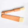 Household Wooden Oil Brushes Wood Handle BBQ Tools Grill Pastry Butter Honey Sauce Basting Bristle Round Flat Brush Baking by sea RRF14258