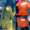 Sexiga Kvinnor Reflekterande Långärmade Neon Green Playsuits Höst Slim Jumpsuit Rompers Bandage Club Leotard Tops Blouse Clubwear Y0927