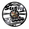 Cuisine japonaise vinyle record horloge murale moderne Design Sushi rouleaux muraux horloge murale Montre Sushi bar japonais Sashimi Restaurant 210930