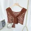 Lace Wraps Plain Hollow Out Shen Xaile Summer Sunscreen Shawls Vestido Acessórios Triangular Scarf WMQ1307