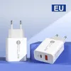 Vit snabb snabb laddning Dual Ports PD 12W 20W EU US AC Home Travel Wall Charger Plugs för iPhone 14 15 iPad HTC Huawei M1