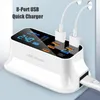 Caricabatterie rapido universale 8 porte Caricabatterie USB con display LED Quick Charge 3.0 per tablet Android Samsung Xiaomi Huawei Phone